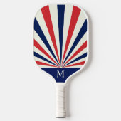 Aangepast Monogram Patriottisch Zonneburstpatroon Pickleball Paddle (Voorkant)
