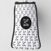 Aangepast monogram-patroon voor wit en zwart golfheadcover (Draai 90)