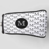 Aangepast monogram-patroon voor wit en zwart golfheadcover (Voorkant)