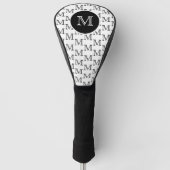 Aangepast monogram-patroon voor wit en zwart golfheadcover (Voorkant)