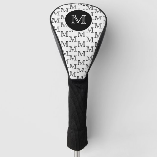 Aangepast monogram-patroon voor wit en zwart golfheadcover (Voorkant)