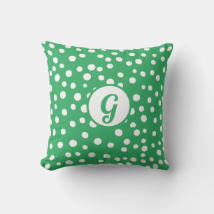 Aangepast Monogram Polka Dot x Groen Accent Kussen