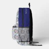 Aangepast Monogram Portugese Tegels Patroon Bedrukte Rugzak (Rechts)