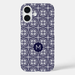 Aangepast Monogram Portugese Tegels Patroon iPhone 16 Hoesje