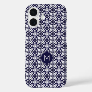 Aangepast Monogram Portugese Tegels Patroon iPhone 16 Hoesje