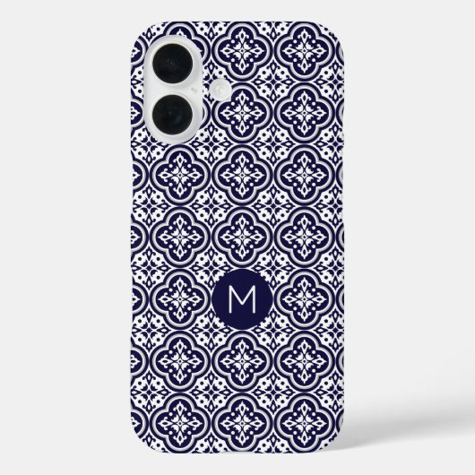 Aangepast Monogram Portugese Tegels Patroon Case-Mate iPhone Case (Achterkant)