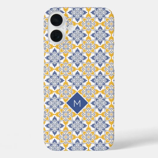 Aangepast Monogram Portugese Tegels Patroon Case-Mate iPhone Case (Achterkant)