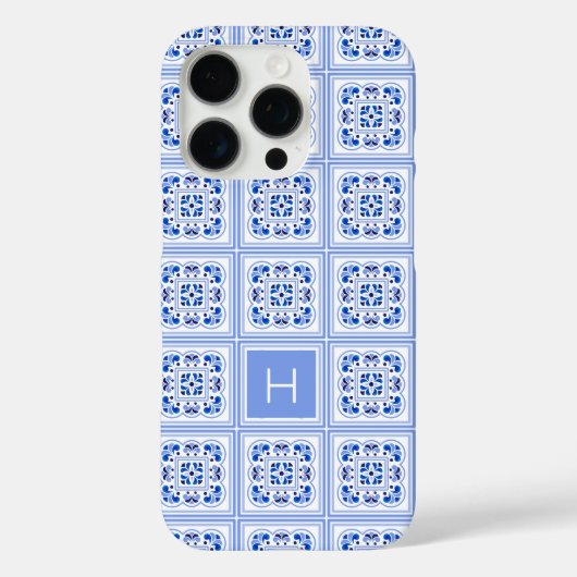 Aangepast Monogram Portugese Tegels Patroon Case-Mate iPhone Case (Achterkant)