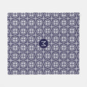 Aangepast Monogram Portugese Tegels Patroon Fleece Deken (Voorkant (Horizontaal))