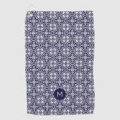 Aangepast Monogram Portugese Tegels Patroon Golfhanddoek (Voorkant)