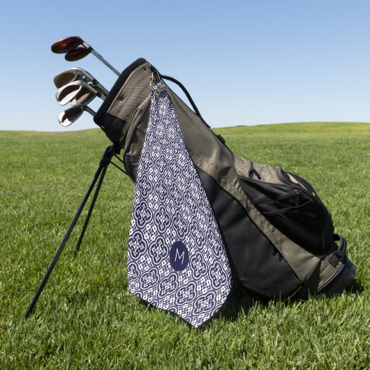 Aangepast Monogram Portugese Tegels Patroon Golfhanddoek (Groen)