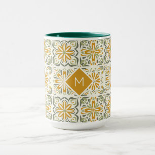Aangepast Monogram Portugese Tegels Patroon Mok