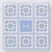 Aangepast Monogram Portugese Tegels Patroon Stenen Onderzetter (Voorkant)