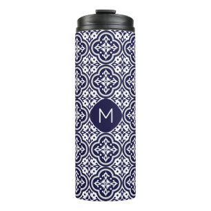 Aangepast Monogram Portugese Tegels Patroon Thermosbeker