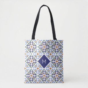 Aangepast Monogram Portugese Tegels Patroon Tote Bag