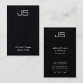 Aangepast Monogram Premium Zwart Sjabloon Verticaa Visitekaartje (Voorkant / Achterkant)