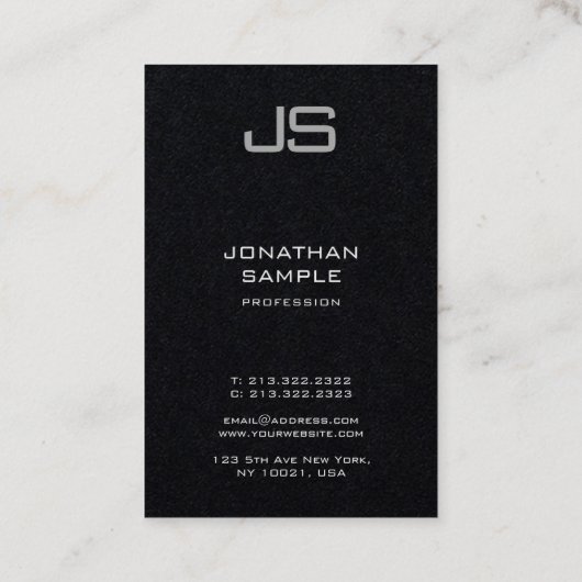 Aangepast Monogram Premium Zwart Sjabloon Verticaa Visitekaartje (Achterkant)