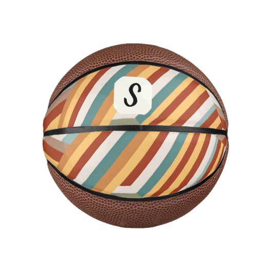 Aangepast Monogram Retro 70s Geometrisch Basketbal (Voorkant)