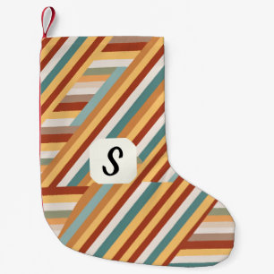 Aangepast monogram Retro 70s geometrisch  Kleine Kerstsok