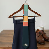 Aangepast monogram retro 70s mod navy roze gestree stropdas