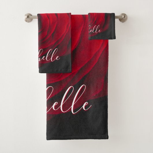 Aangepast monogram rode roze  foto bad handdoek (Insitu)