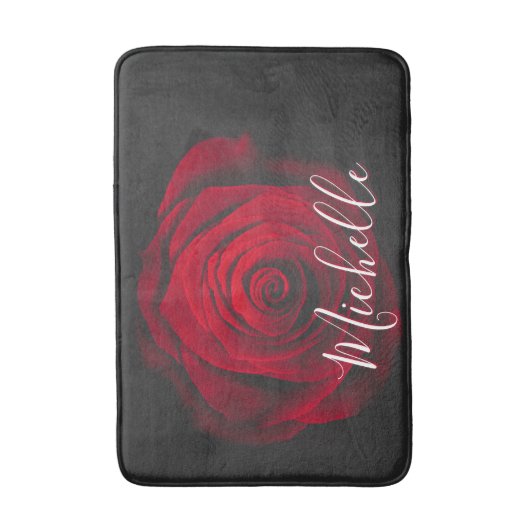 Aangepast monogram rode roze  foto badmat (Voorkant Verticaal)