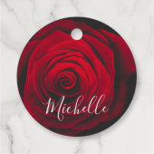 Aangepast monogram rode roze  foto bedankjes labels (Achterkant)