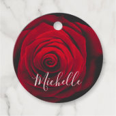 Aangepast monogram rode roze  foto bedankjes labels (Voorkant)