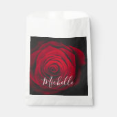 Aangepast monogram rode roze  foto bedankzakje (Voorkant)