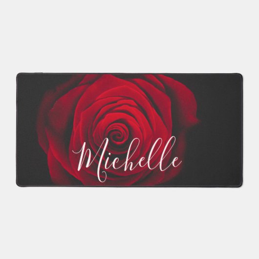 Aangepast monogram rode roze  foto bureaumat (Voorkant)