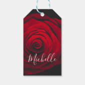 Aangepast monogram rode roze  foto cadeaulabel (Achterkant)