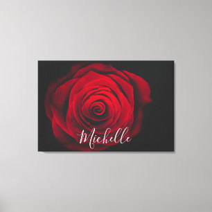 Aangepast monogram rode roze foto canvas afdruk