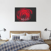 Aangepast monogram rode roze  foto canvas afdruk (Insitu (Slaapkamer))