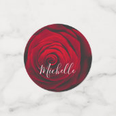 Aangepast monogram rode roze  foto confetti (Kleine voorkant)