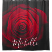 Aangepast monogram rode roze  foto douchegordijn (Voorkant)