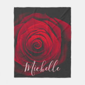 Aangepast monogram rode roze  foto fleece deken (Voorkant)