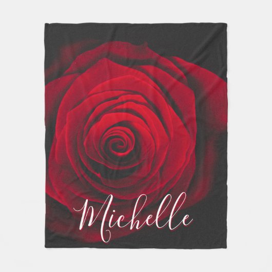 Aangepast monogram rode roze  foto fleece deken (Voorkant)