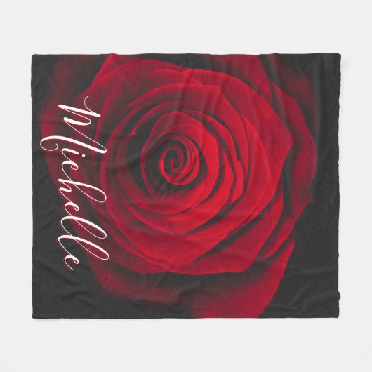 Aangepast monogram rode roze  foto fleece deken (Voorkant (Horizontaal))