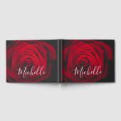 Aangepast monogram rode roze  foto gastenboek (Volledig)