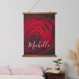 Aangepast monogram rode roze  foto hangend wandkleed