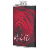 Aangepast monogram rode roze  foto heupfles (Links)