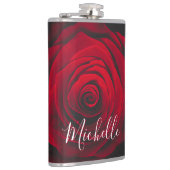 Aangepast monogram rode roze  foto heupfles (Rechts)