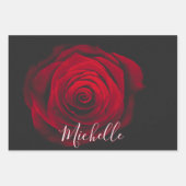 Aangepast monogram rode roze  foto inpakpapier vel (Voorkant 2)