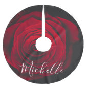 Aangepast monogram rode roze  foto kerstboom rok (Voorkant)