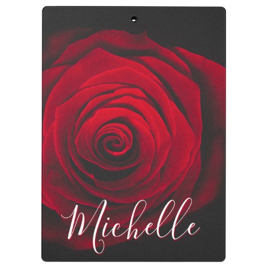 Aangepast monogram rode roze  foto klembord (Achterkant)