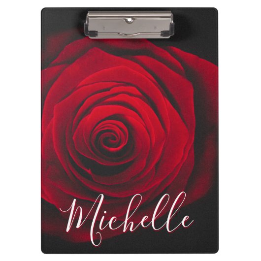 Aangepast monogram rode roze  foto klembord (Voorkant)