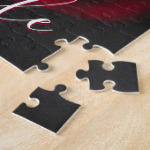 Aangepast monogram rode roze foto legpuzzel (Zijkant)
