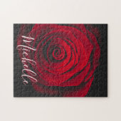 Aangepast monogram rode roze foto legpuzzel (Horizontaal)