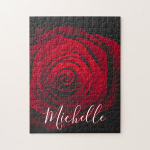 Aangepast monogram rode roze foto legpuzzel