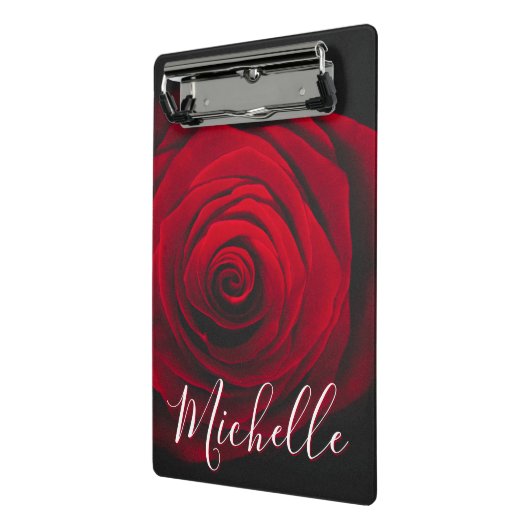 Aangepast monogram rode roze  foto mini klembord (Angled2)